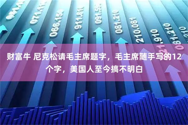 财富牛 尼克松请毛主席题字，毛主席随手写的12个字，美国人至今搞不明白