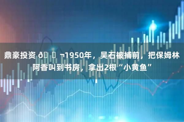 鼎豪投资 🌬1950年，吴石被捕前，把保姆林阿香叫到书房，拿出2根“小黄鱼”