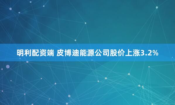 明利配资端 皮博迪能源公司股价上涨3.2%
