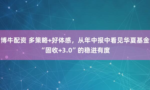 博牛配资 多策略+好体感,从年中报中看见华夏基金“固收+3.0”的稳进有度
